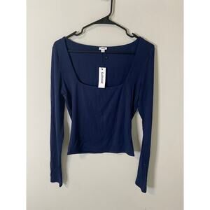 New Garage Women's Smooth Open Neck Long Sleeve Shirt Size Large